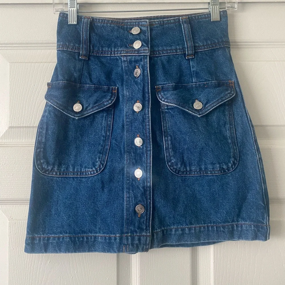 Sézane Bettie skirt in deep blue denim, size 34 - Picture 2 of 4